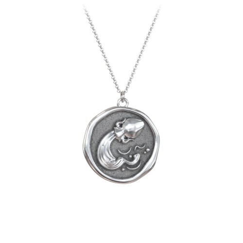 Engravable Aquarius Zodiac Medallion Necklace – Sterling Silver