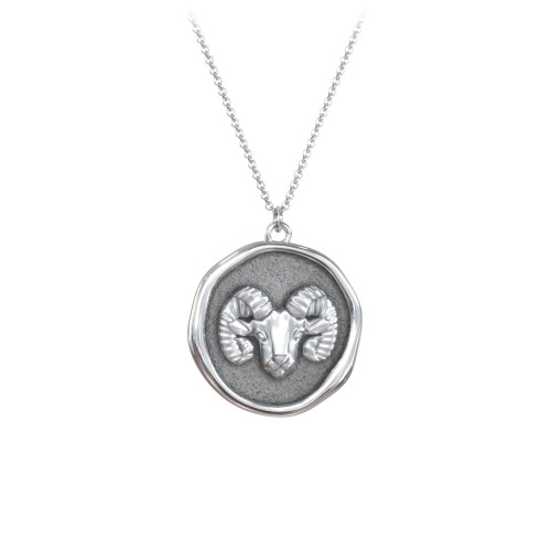 Engravable Aries Zodiac Medallion Necklace – Sterling Silver