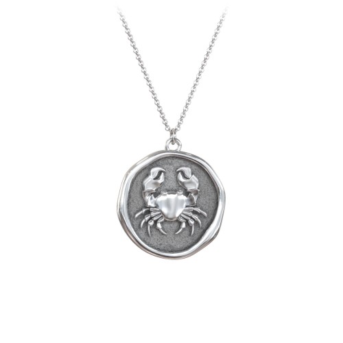 Engravable Cancer Zodiac Medallion Necklace