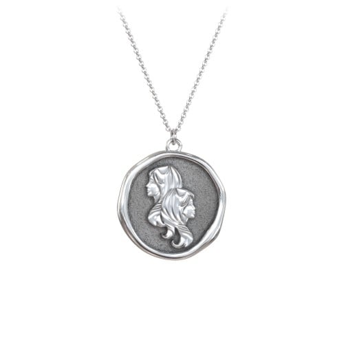 Engravable Gemini Zodiac Medallion Necklace