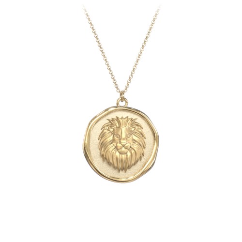 Engravable Leo Zodiac Medallion Necklace – 18K Gold Plated Silver