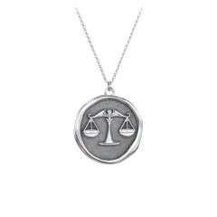 Engravable Libra Zodiac Medallion Necklace – Sterling Silver