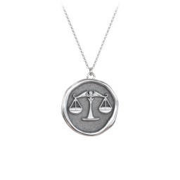 Engravable Libra Zodiac Medallion Necklace in 925 Sterling Silver