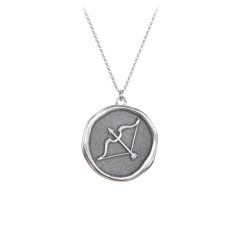 Engravable Sagittarius Zodiac Medallion Necklace – Sterling Silver