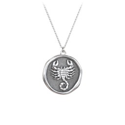 Engravable Scorpio Zodiac Medallion Necklace in 925 Sterling Silver