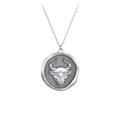 Engravable Taurus Zodiac Medallion Necklace – Sterling Silver