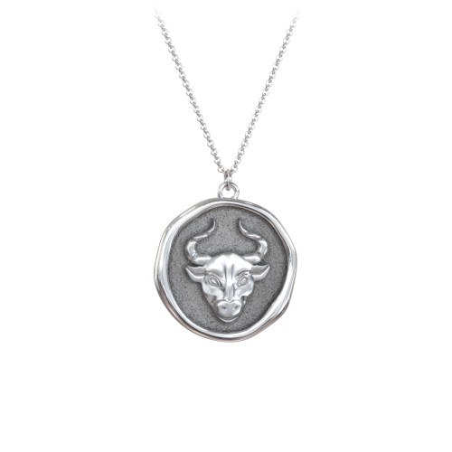 Engravable Taurus Zodiac Medallion Necklace – Sterling Silver