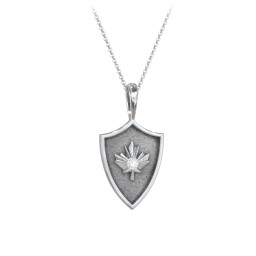 Maple Leaf Hero Shield Pendant with Gemstone