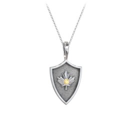 Maple Leaf Hero Shield Pendant with Gemstone