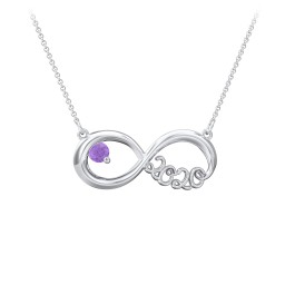 2020 Graduation Infinity Pendant With Gemstone in 925 Sterling Silver with Amethyst