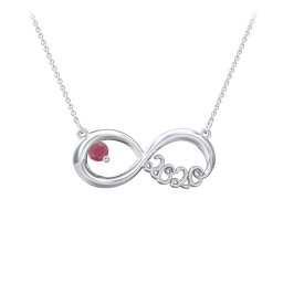 2020 Graduation Infinity Pendant With Gemstone in 925 Sterling Silver with Ruby
