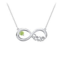 2020 Graduation Infinity Pendant With Gemstone in 925 Sterling Silver with Peridot