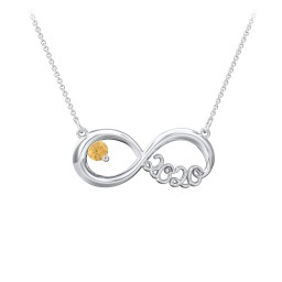 2020 Graduation Infinity Pendant With Gemstone in 925 Sterling Silver with Citrine