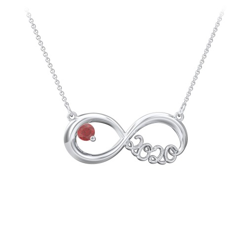 2020 Graduation Infinity Pendant With Gemstone – Sterling Silver with Garnet