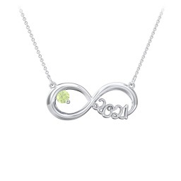 2021 Graduation Infinity Pendant With Gemstone in 925 Sterling Silver with Peridot