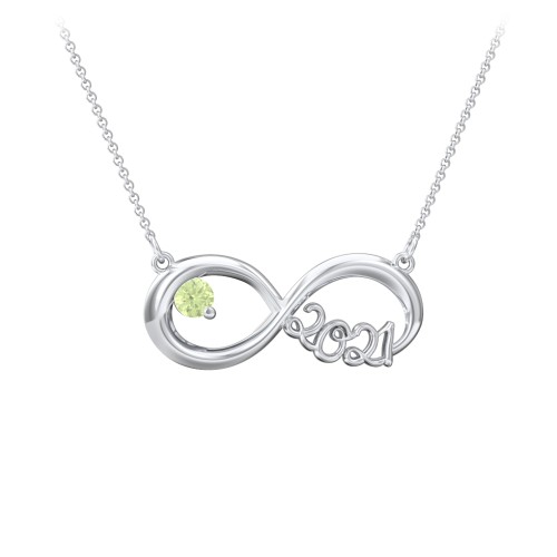 2021 Graduation Infinity Pendant With Gemstone – Sterling Silver with Peridot