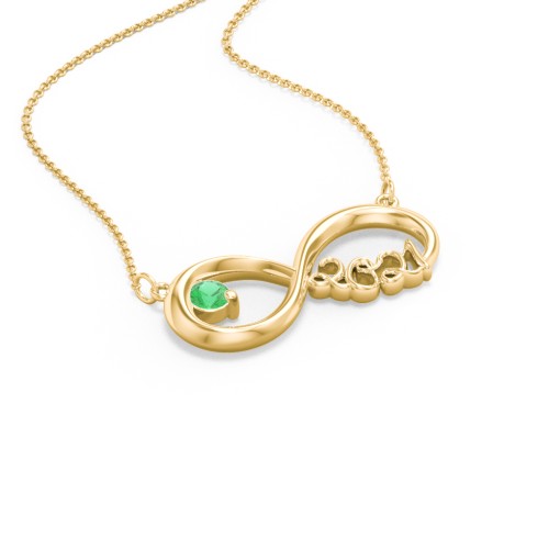 2021 Graduation Infinity Pendant With Gemstone – 10K Yellow Gold with Emerald