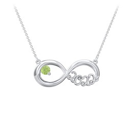 2022 Graduation Infinity Pendant With Gemstone in 925 Sterling Silver with Peridot