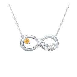 2022 Graduation Infinity Pendant With Gemstone in 925 Sterling Silver with Citrine