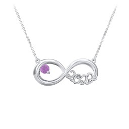 2022 Graduation Infinity Pendant With Gemstone in 925 Sterling Silver with Amethyst
