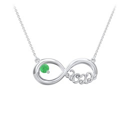 2022 Graduation Infinity Pendant With Gemstone in 925 Sterling Silver with Emerald