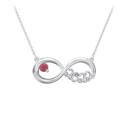 2022 Graduation Infinity Pendant With Gemstone in 925 Sterling Silver with Ruby