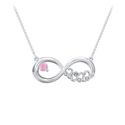 2022 Graduation Infinity Pendant With Gemstone in 925 Sterling Silver with Pink Tourmaline