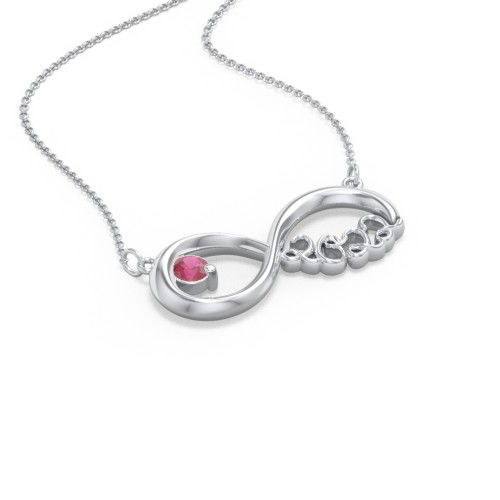 2022 Graduation Infinity Pendant With Gemstone – Sterling Silver with Ruby
