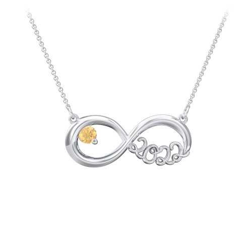 2022 Graduation Infinity Pendant With Gemstone – Sterling Silver with Citrine