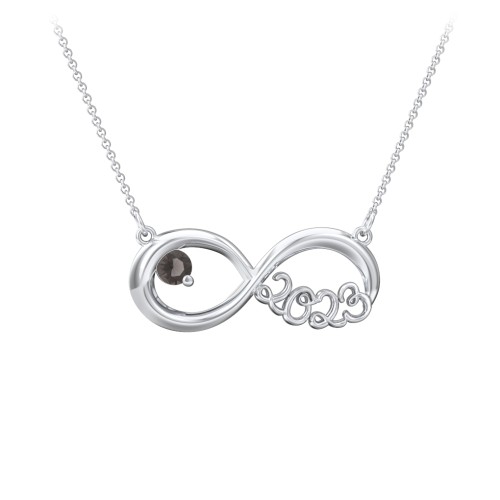 2023 Graduation Infinity Pendant With Gemstone – Sterling Silver with Smokey Quartz