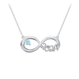 2024 Graduation Infinity Pendant With Gemstone in 925 Sterling Silver