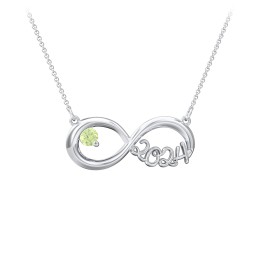2024 Graduation Infinity Pendant With Gemstone in 925 Sterling Silver with Peridot