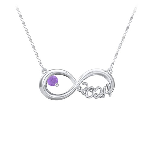 2024 Graduation Infinity Pendant With Gemstone – Sterling Silver with Amethyst