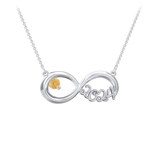 2024 Graduation Infinity Pendant With Gemstone – Sterling Silver with Citrine