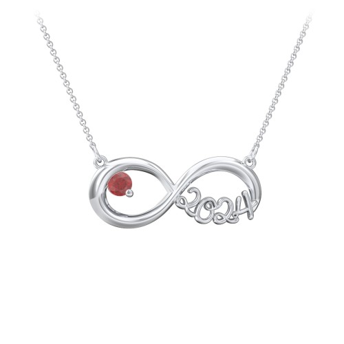 2024 Graduation Infinity Pendant With Gemstone – Sterling Silver with Garnet