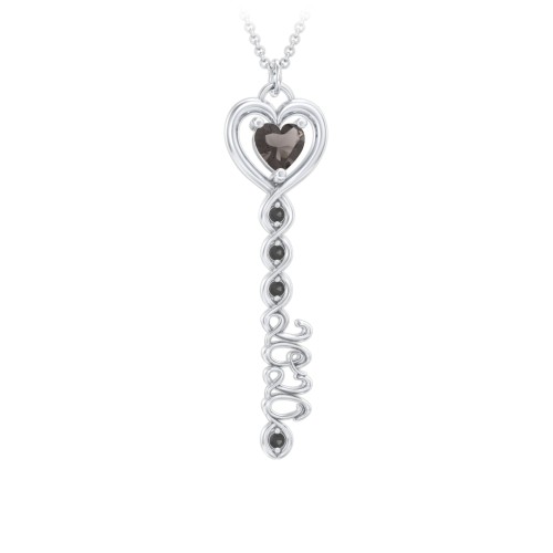 2020 Glamour Infinity Key Pendant – Sterling Silver with Smokey Quartz and Black Premium Zirconia