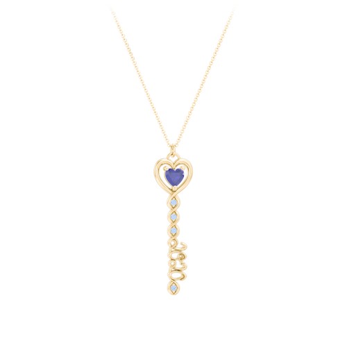 2020 Glamour Infinity Key Pendant – 10K Yellow Gold with Blue Sapphire and Fancy Blue Premium Zirconia