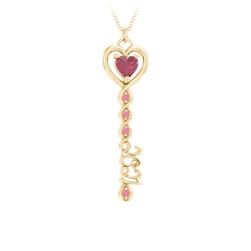 2021 Glamour Infinity Key Pendant – 10K Yellow Gold with Ruby and Red Premium Zirconia