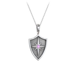 Starburst Hero Shield Pendant with Gemstone
