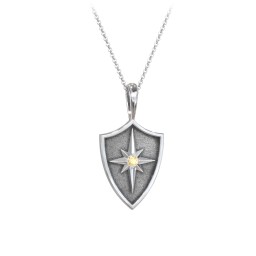 Starburst Hero Shield Pendant with Gemstone