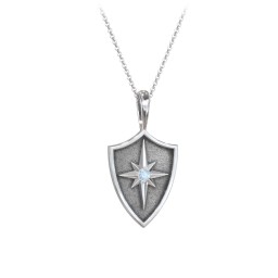 Starburst Hero Shield Pendant with Gemstone