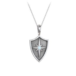 Starburst Hero Shield Pendant with Gemstone in 925 Sterling Silver
