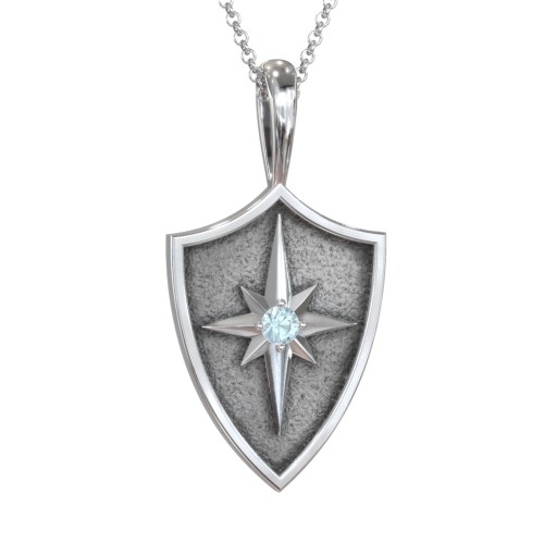 Starburst Hero Shield Pendant with Gemstone