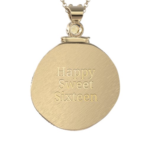 Engravable Aquarius Zodiac Medallion With Accent – 18K Gold Plated Silver with Citrine