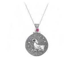 Engravable Aries Zodiac Medallion With Accent