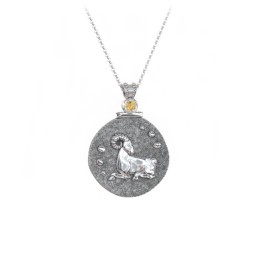 Engravable Aries Zodiac Medallion With Accent