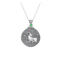 Engravable Aries Zodiac Medallion With Accent