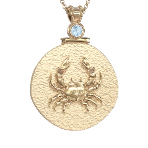 Engravable Cancer Zodiac Medallion With Accent