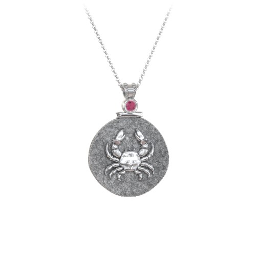 Engravable Cancer Zodiac Medallion With Accent