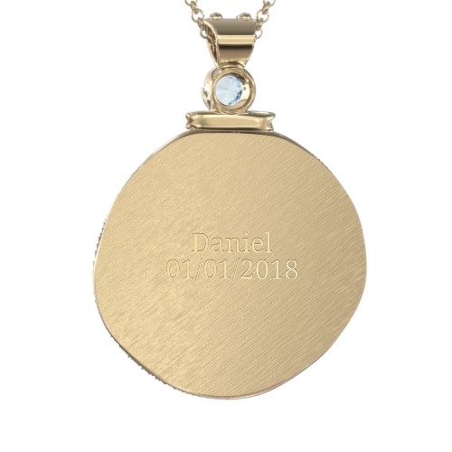 Engravable Capricorn Zodiac Medallion With Accent – 18K Gold Plated Silver with Blue Topaz